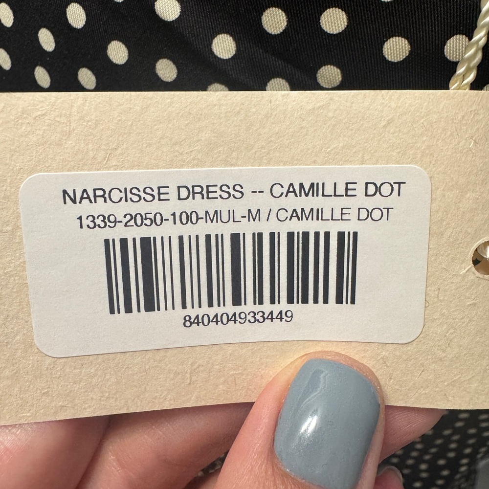 NWT Doen Narcisse Elegant Black Polka Dot Dress Size M - Picture 10 of 10